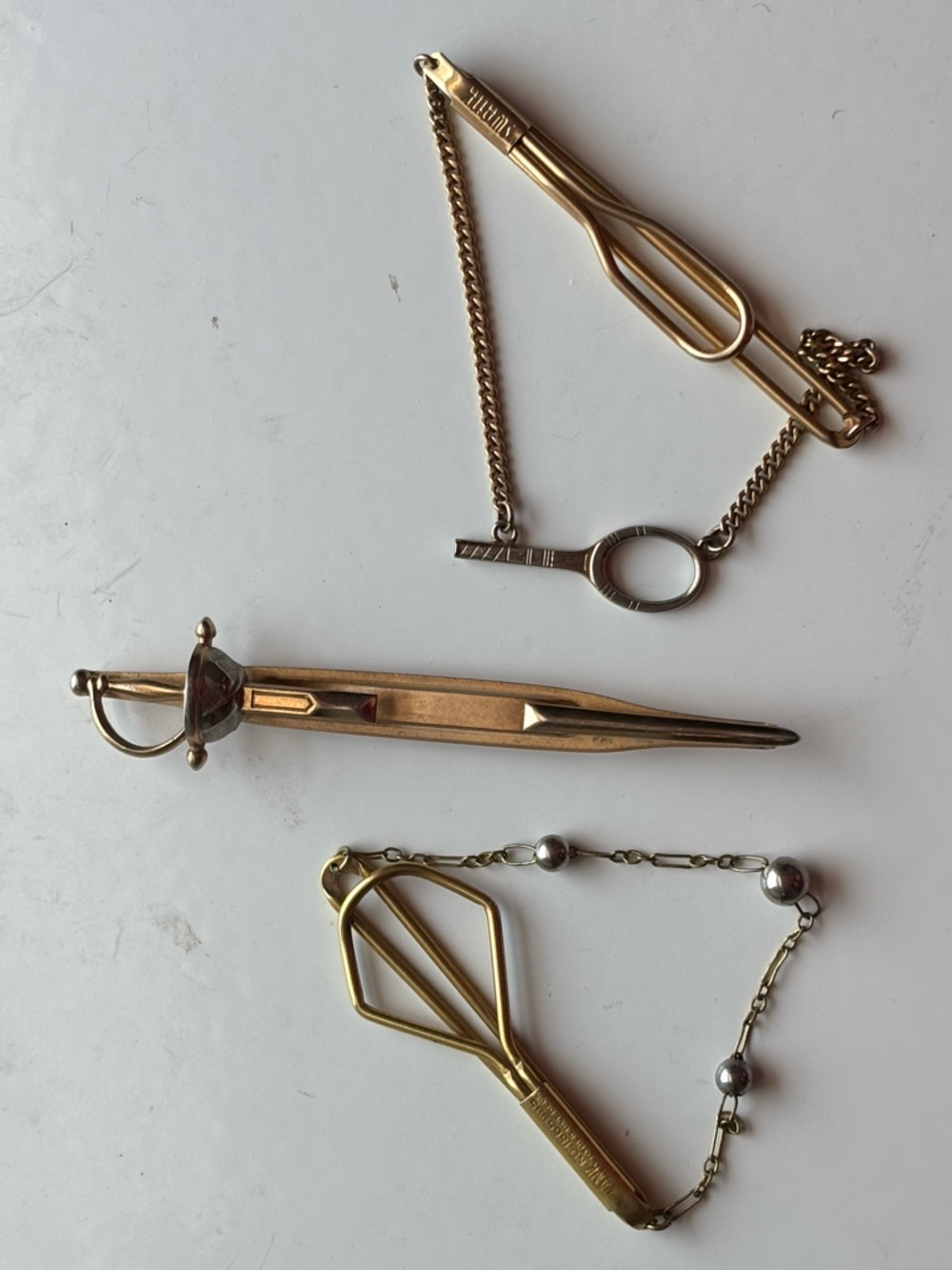 Vintage Gold Filled Tie Clips by SWANK 1960’s Mid-Century Modern Fathers Day